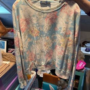 Ralph Lauren Floral Pastel Blue Crewneck Sweatshirt